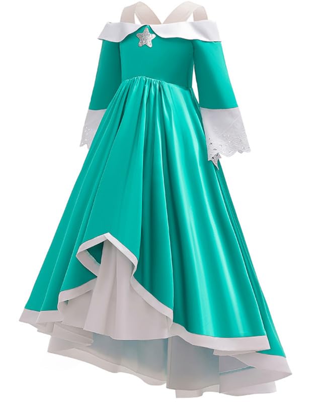 Binbo Princess Rosalian dress features silver star emblem, eyelet cuffs, ideal for themed events.