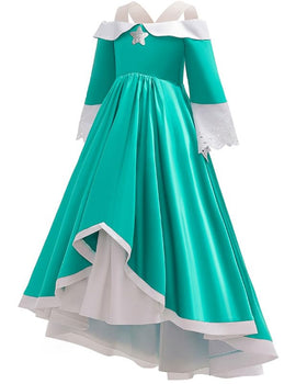 Binbo Princess Rosalian dress features silver star emblem, eyelet cuffs, ideal for themed events.