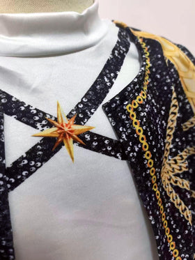 Binbo Rumi golden costume top with sequin straps for cohesive, comfortable styling