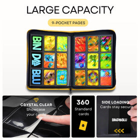 Bindablu 9-pocket pages offer crystal-clear visibility for quick access.
