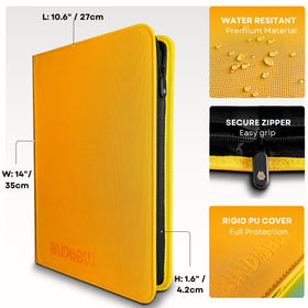 Bindablu side-loading pockets keep cards secure and easy to flip through.