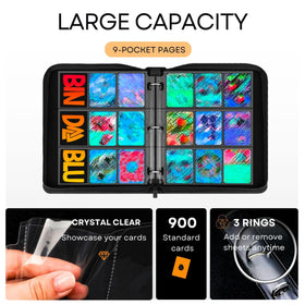 Bindablu binder with zipper closure keeps cards secure during transport