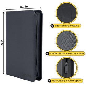 bindrz zipper closure keeps contents secure during transport