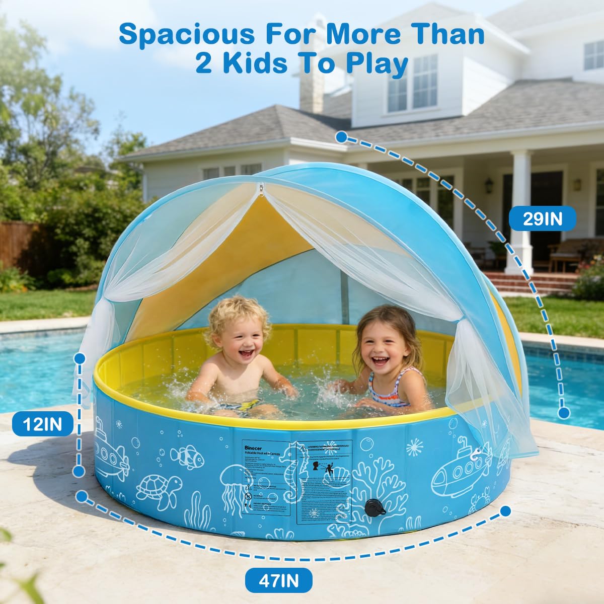 Binecer detachable canopy shade for sunny outdoor play