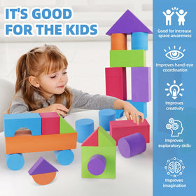 Bingyouth soft-surface foam blocks close-up highlighting gentle touch for tiny hands.