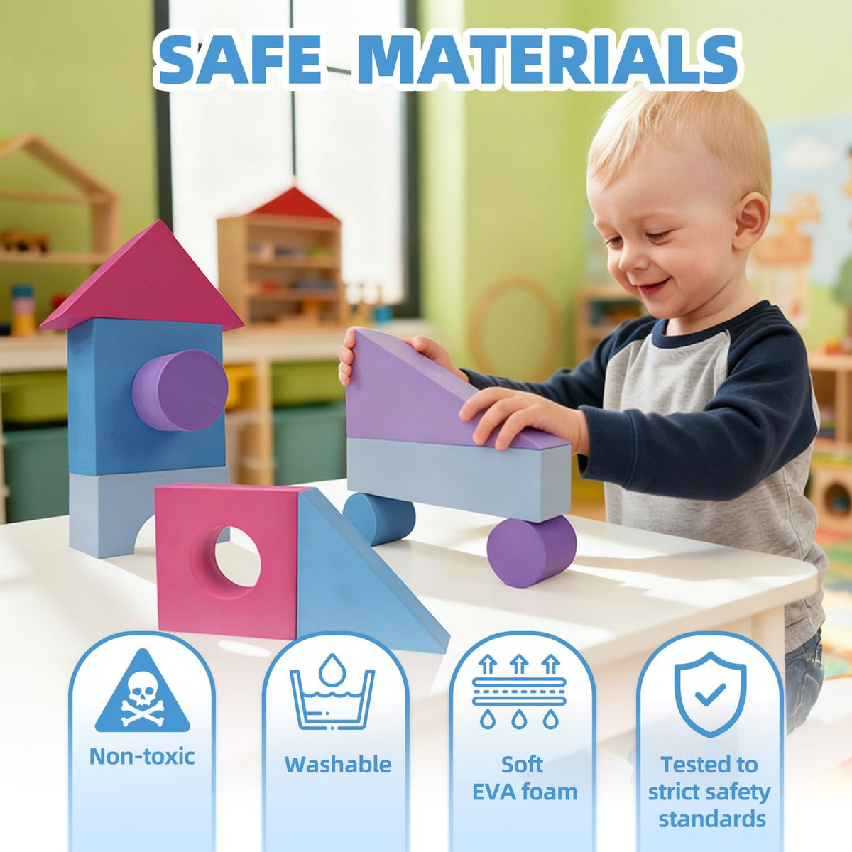 Bingyouth washable foam blocks ideal for quick cleaning after messy art activities.