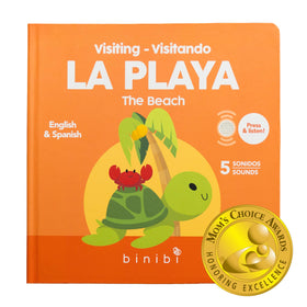 Binibi bilingual ocean sounds buttons illustrate waves and sea life for language play.