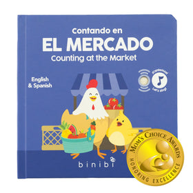 Binibi Counting at the Market front cover shows a vibrant bilingual learning adventure for kids.