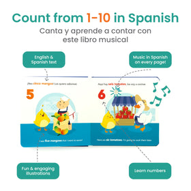 Binibi Counting at the Market page 1 features numbers 1 in English and Spanish for hands-on practice.