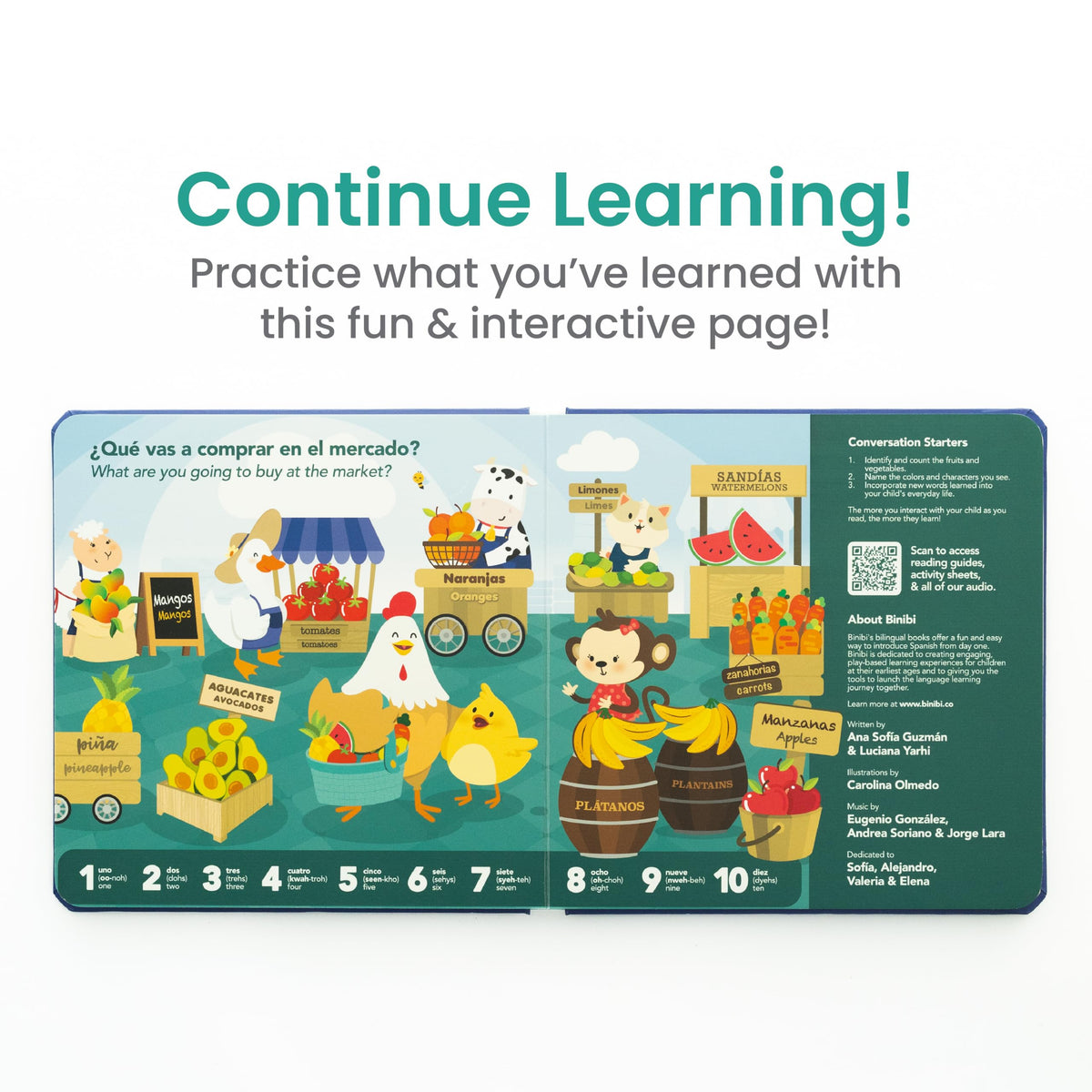 Binibi Counting at the Market page 5 reinforces numbers with playful visuals and language.