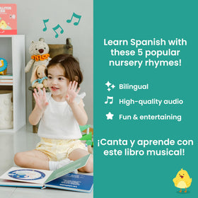 Binibi Estrellita five-songs page highlights classic Spanish lullabies for simple play