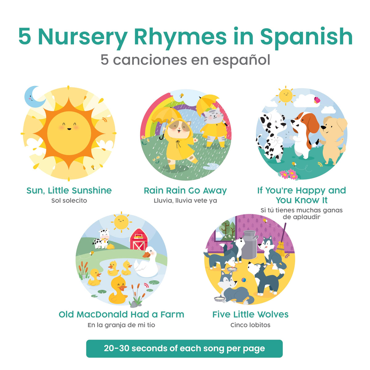 Binibi Sol Solecito song pages each feature a new language-rich tune.