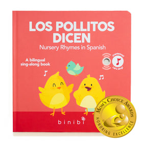 Binibi Spanish musical book cover with bright art for early language learning.