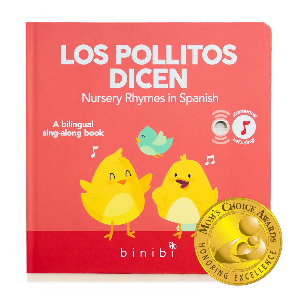 Binibi Spanish musical book cover with bright art for early language learning.