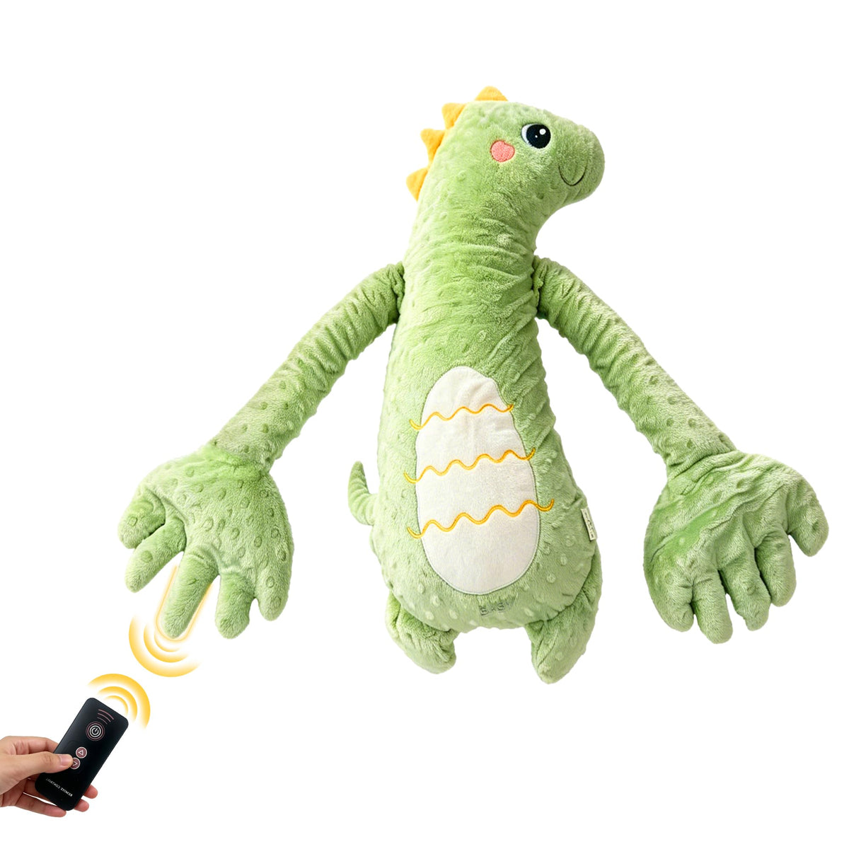 BiniTPGo green dinosaur plush closeup highlighting soft fabric for cuddles