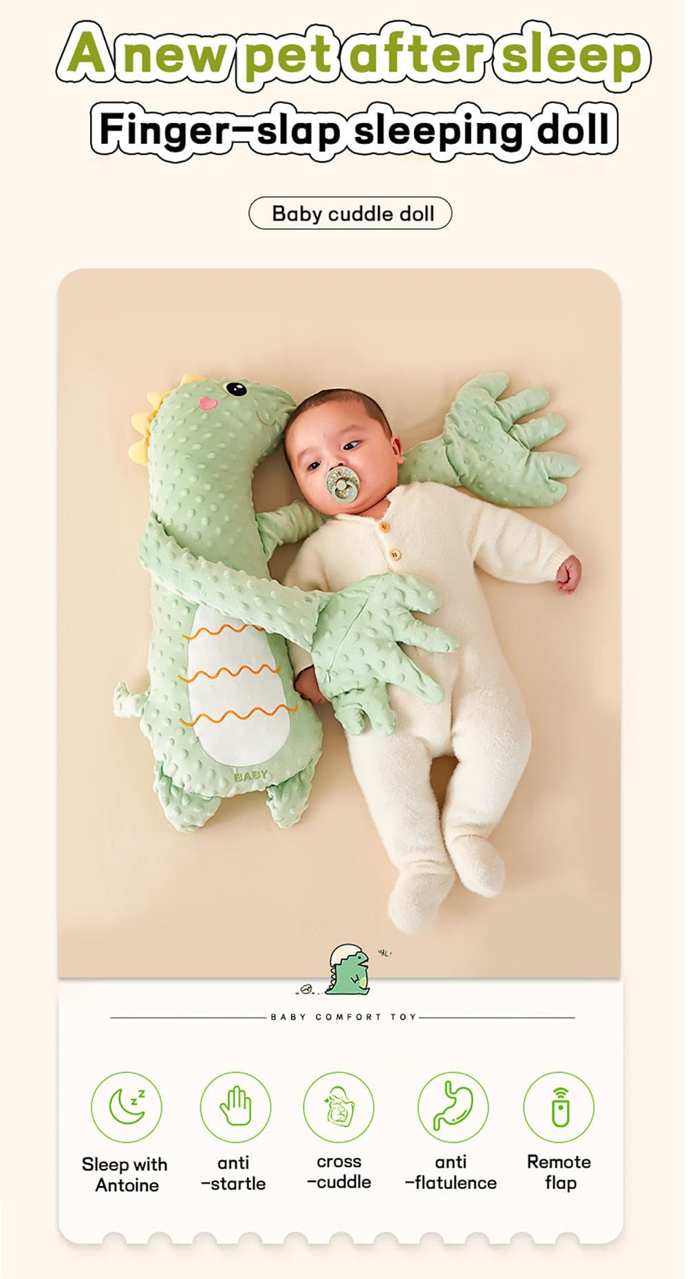 BiniTPGo growth-friendly dinosaur plush supports early bonding and comfort