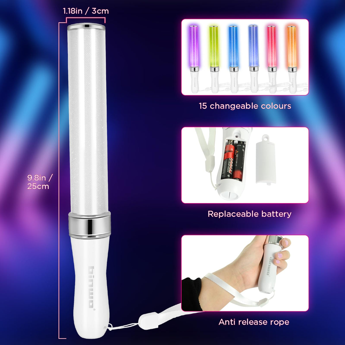 BINWO glow stick with detachable lanyard for safe wear during activities