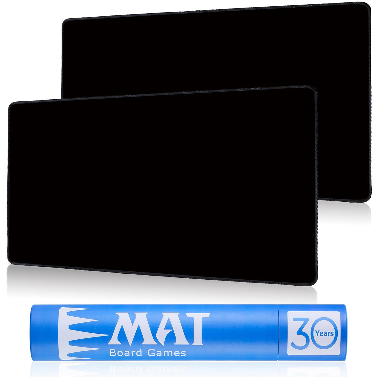 Biouai MTG playmat set with 2 black stitched mats for durable card layouts.