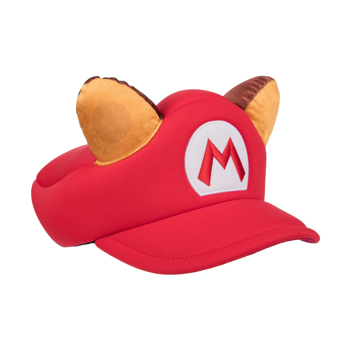 Bioworld Super Mario raccoon red cosplay hat with ears, front view, perfect for authentic cosplay outfits.