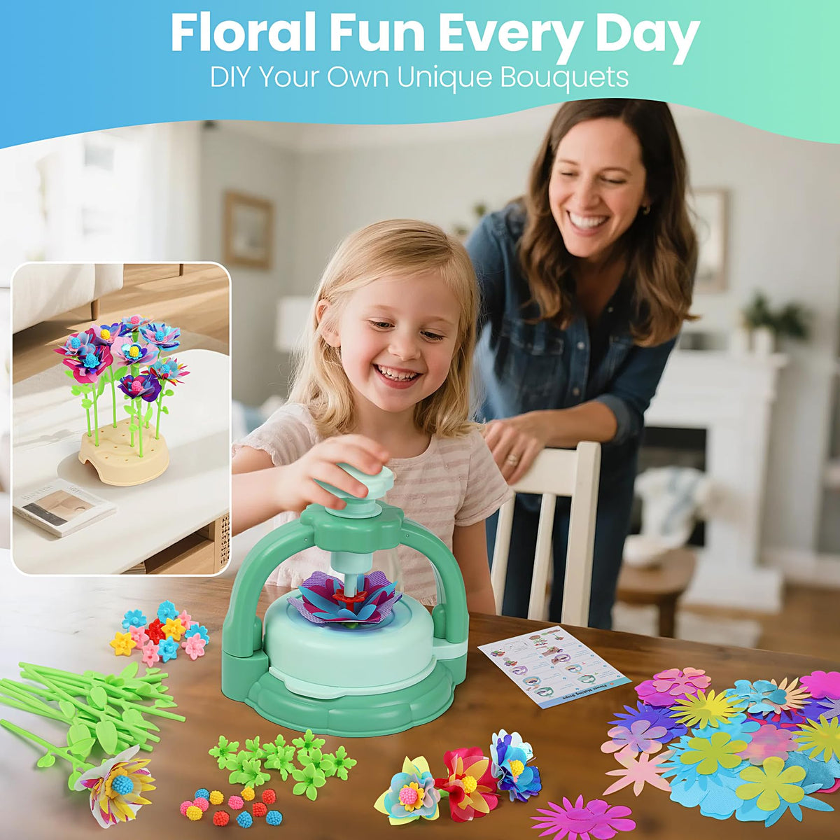 BIRANCO DIY receptacles give stable bases for kid-made bouquets