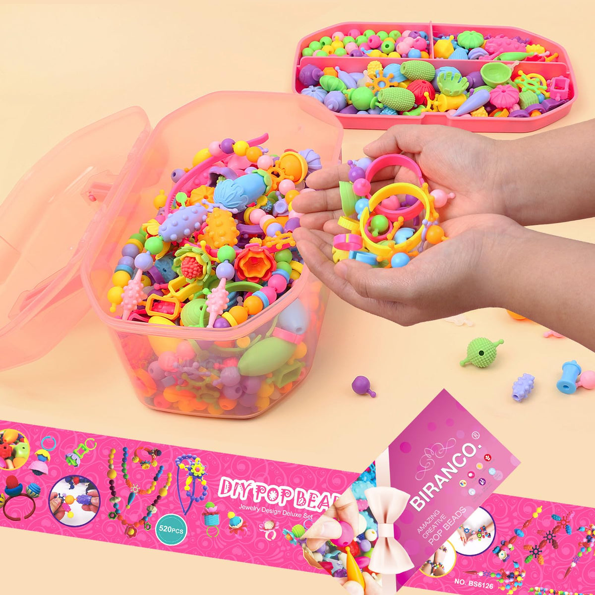 BIRANCO Pop Beads assembly necklace shown for quick creative design
