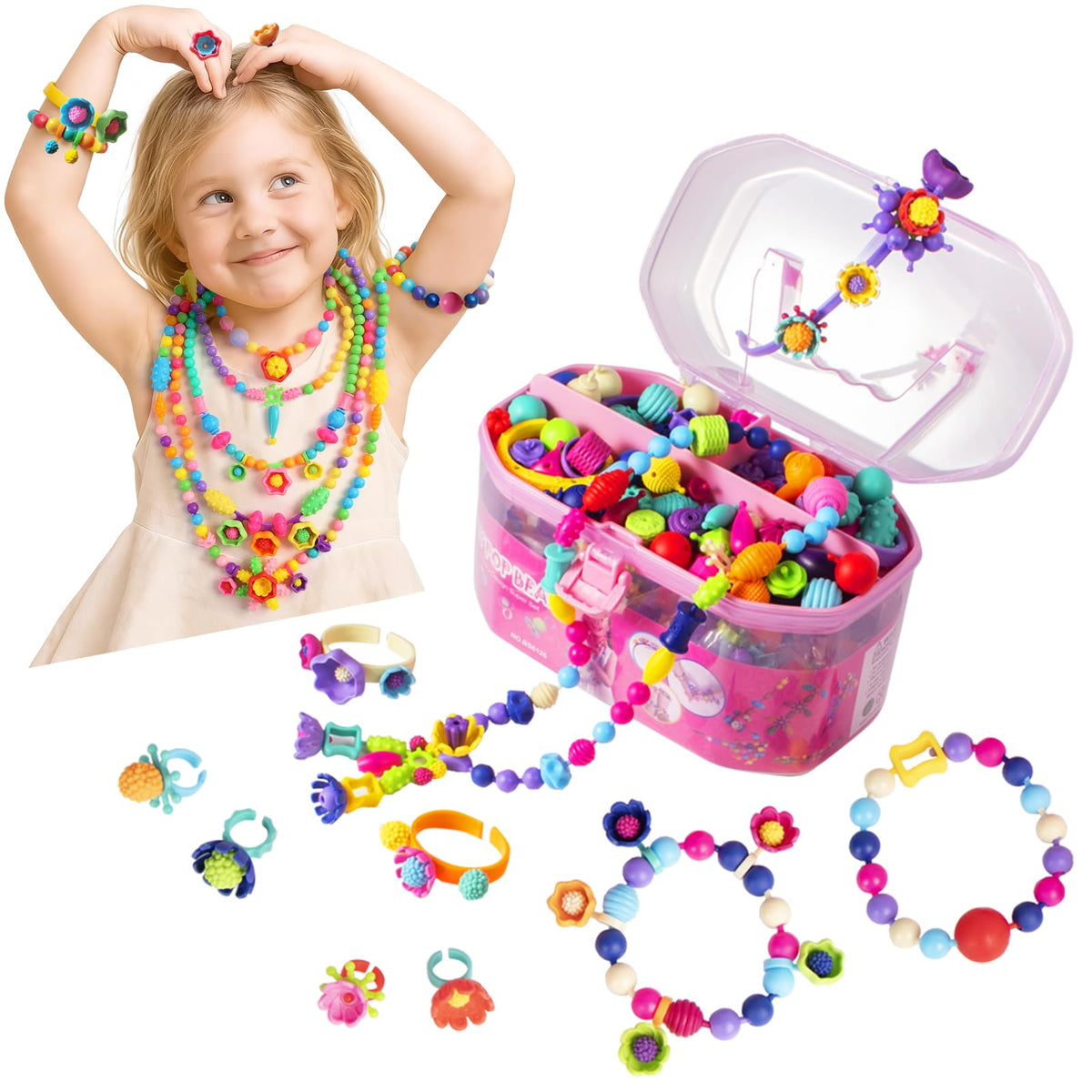 BIRANCO Pop Beads collection box with colorful pieces ready for jewelry making