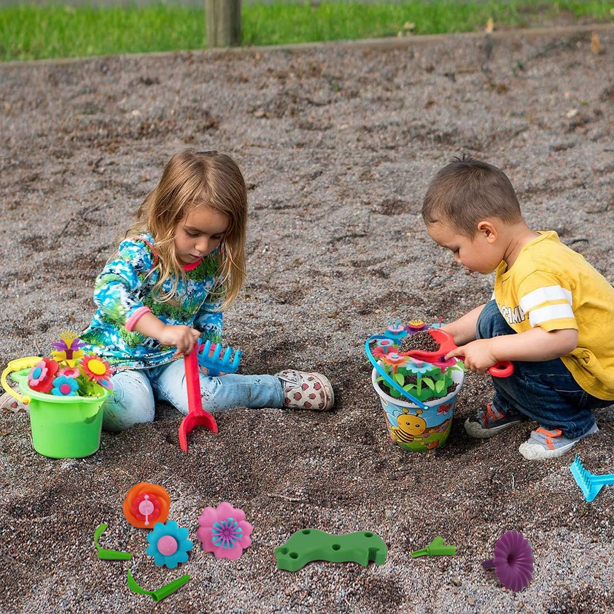 BIRANCO toddler holds a flower stem, boosting fine motor skills and confidence.