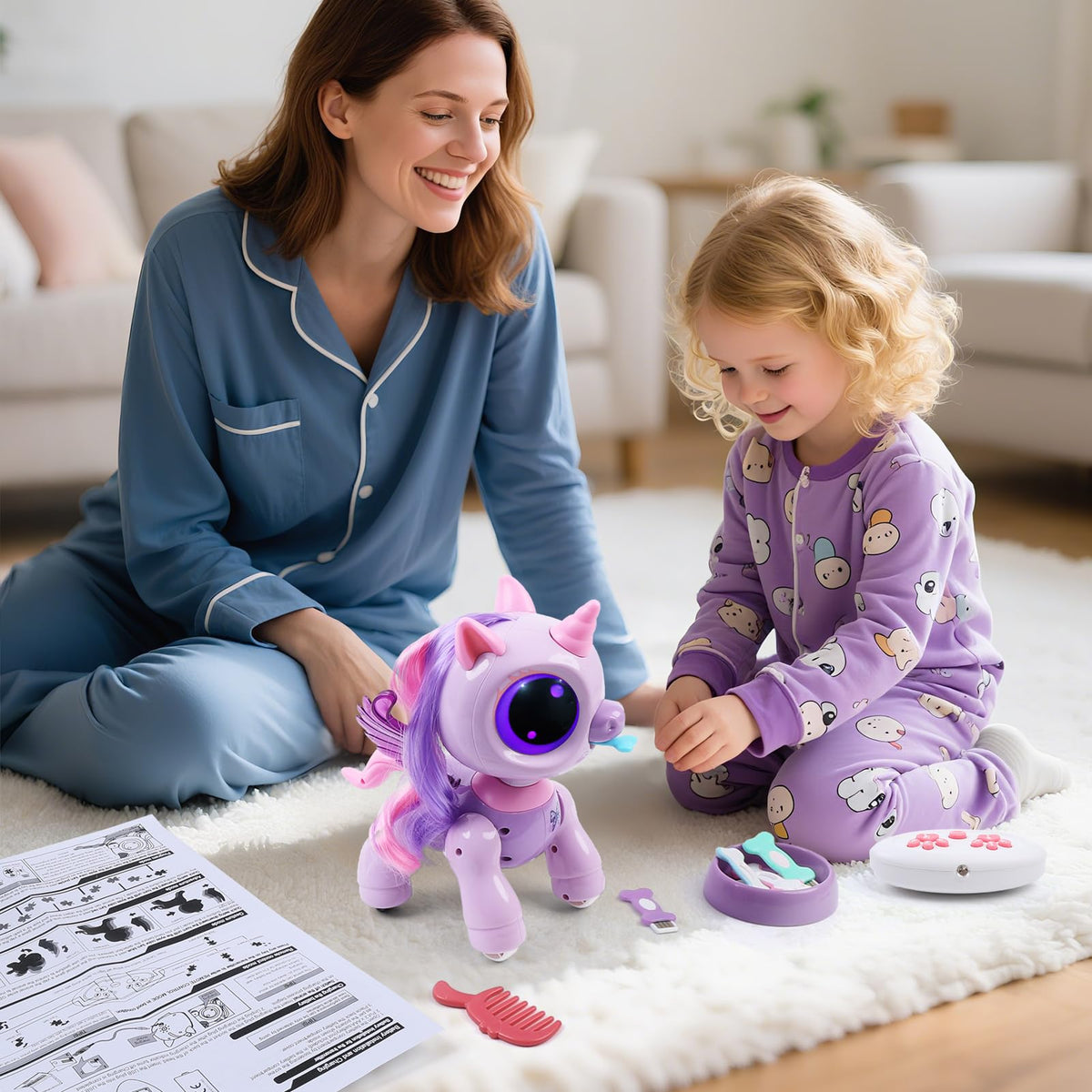BIRANCO unicorn lights and sounds enhance sensory feedback during pretend play.