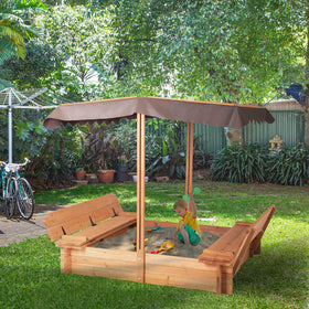 BIRASIL natural fir wood in this sandbox adds warmth to any outdoor space.