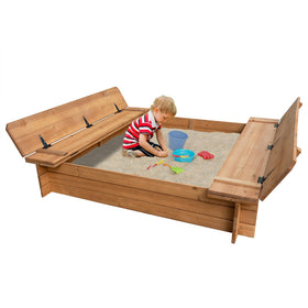 BIRASIL wood sandbox 48-inch setup offers spacious play area for multiple children