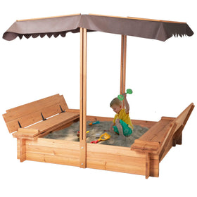 BIRASIL wood sandbox with cover shields sand from sun and rain for lasting play.