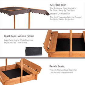 BIRASIL 48-inch wood sandbox shows spacious play area for collaborative projects.