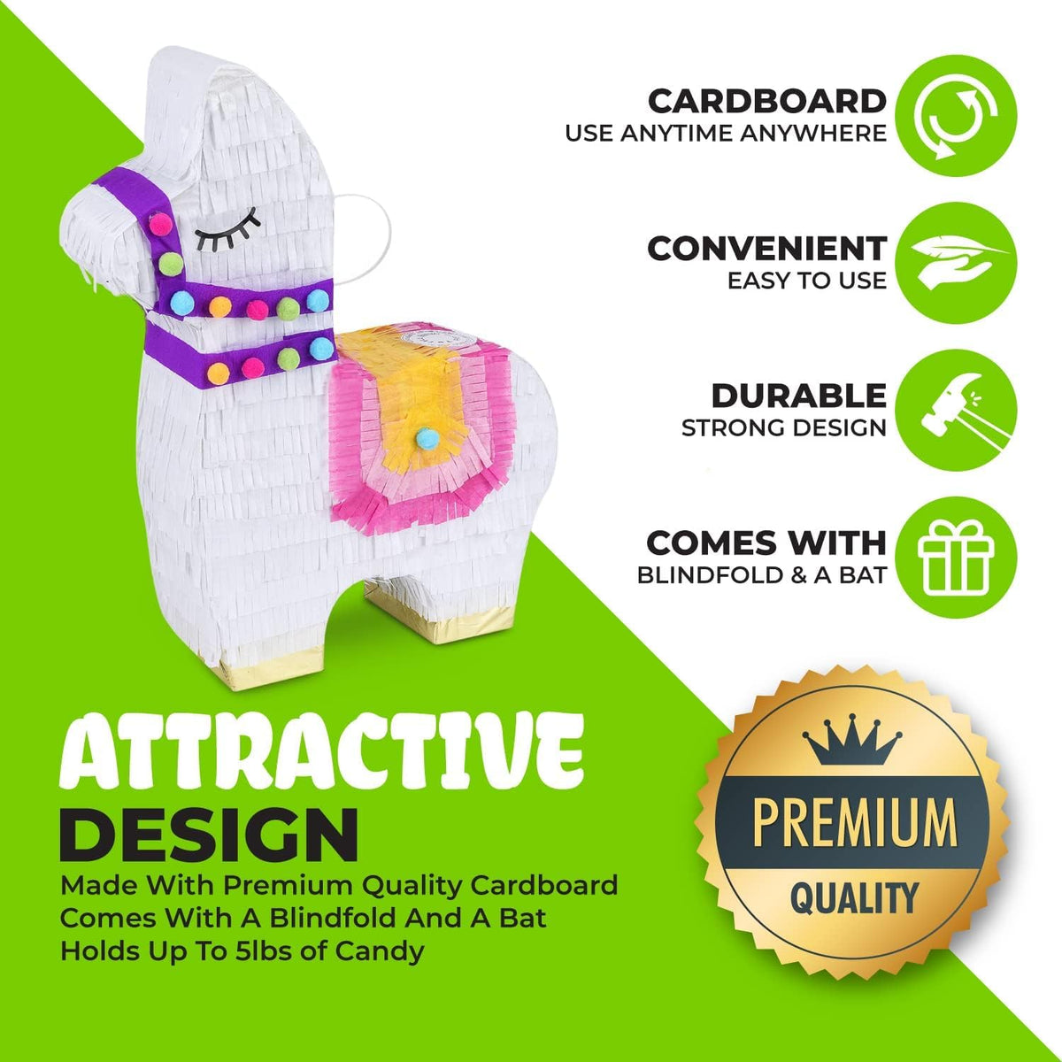 Birchio llama pinata opening sticker for simple filling access