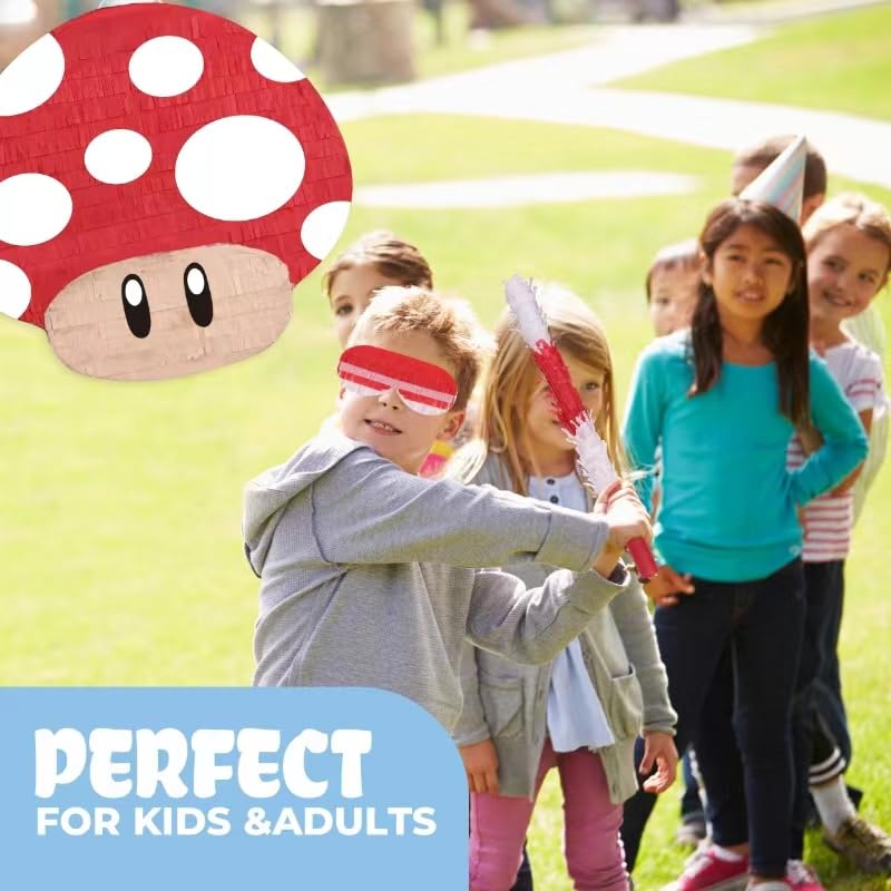 Birchio mushroom pinata burst of candies, memorable moment during celebrations.