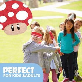 Birchio mushroom pinata burst of candies, memorable moment during celebrations.
