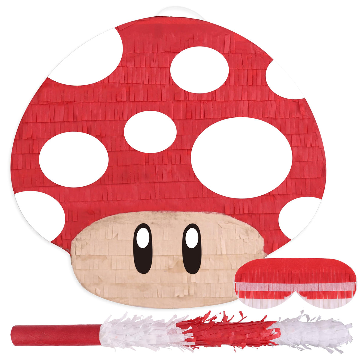 Birchio mushroom pinata front view, festive decor that sparks party anticipation.
