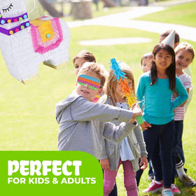 Birchio pinata bundle accessories include blindfold and bat for games