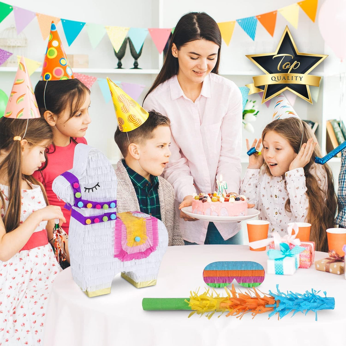 Birchio llama pinata bundle ready for candy reveal moments