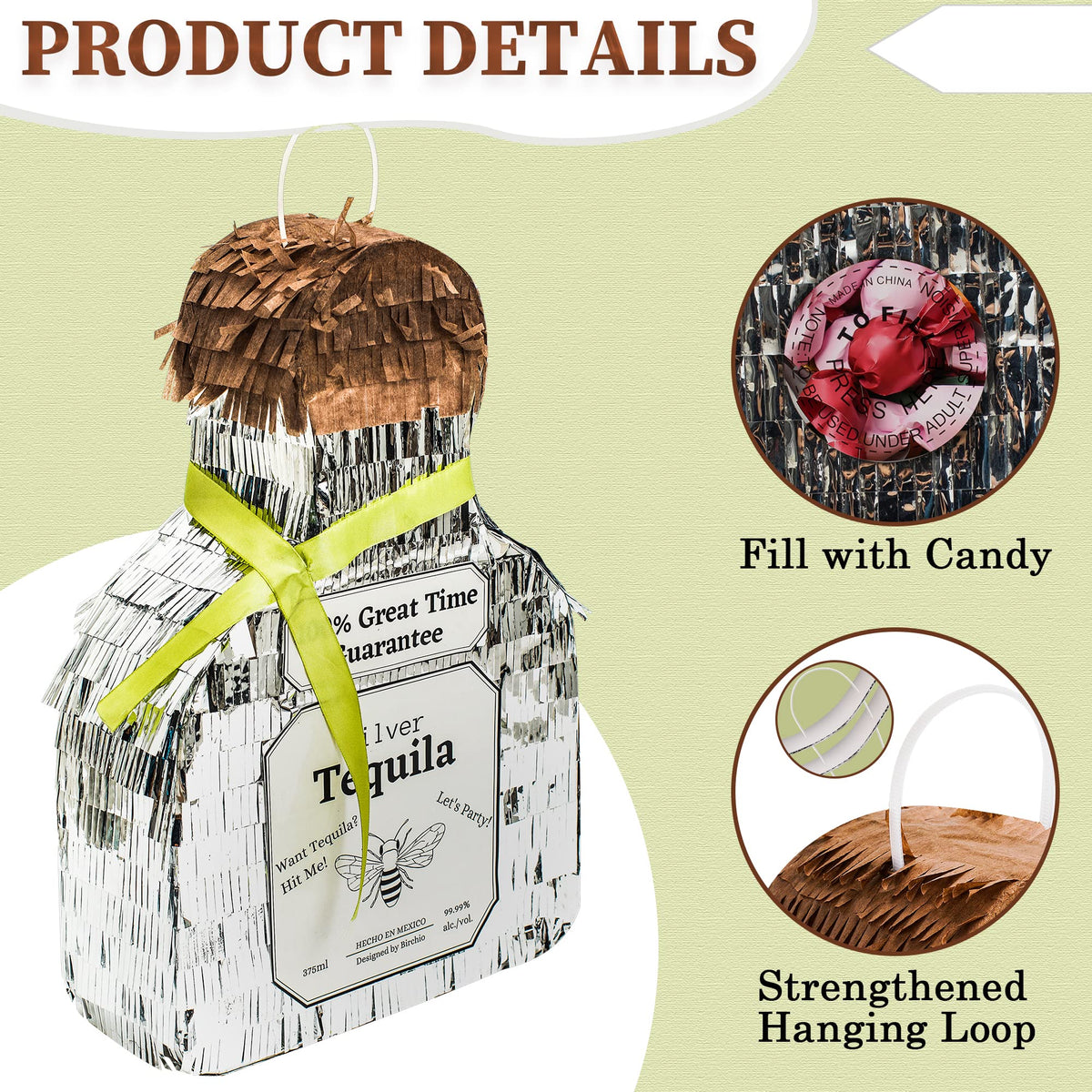 BIRCHIO pinata hanging loop and easy-fill design for quick setup