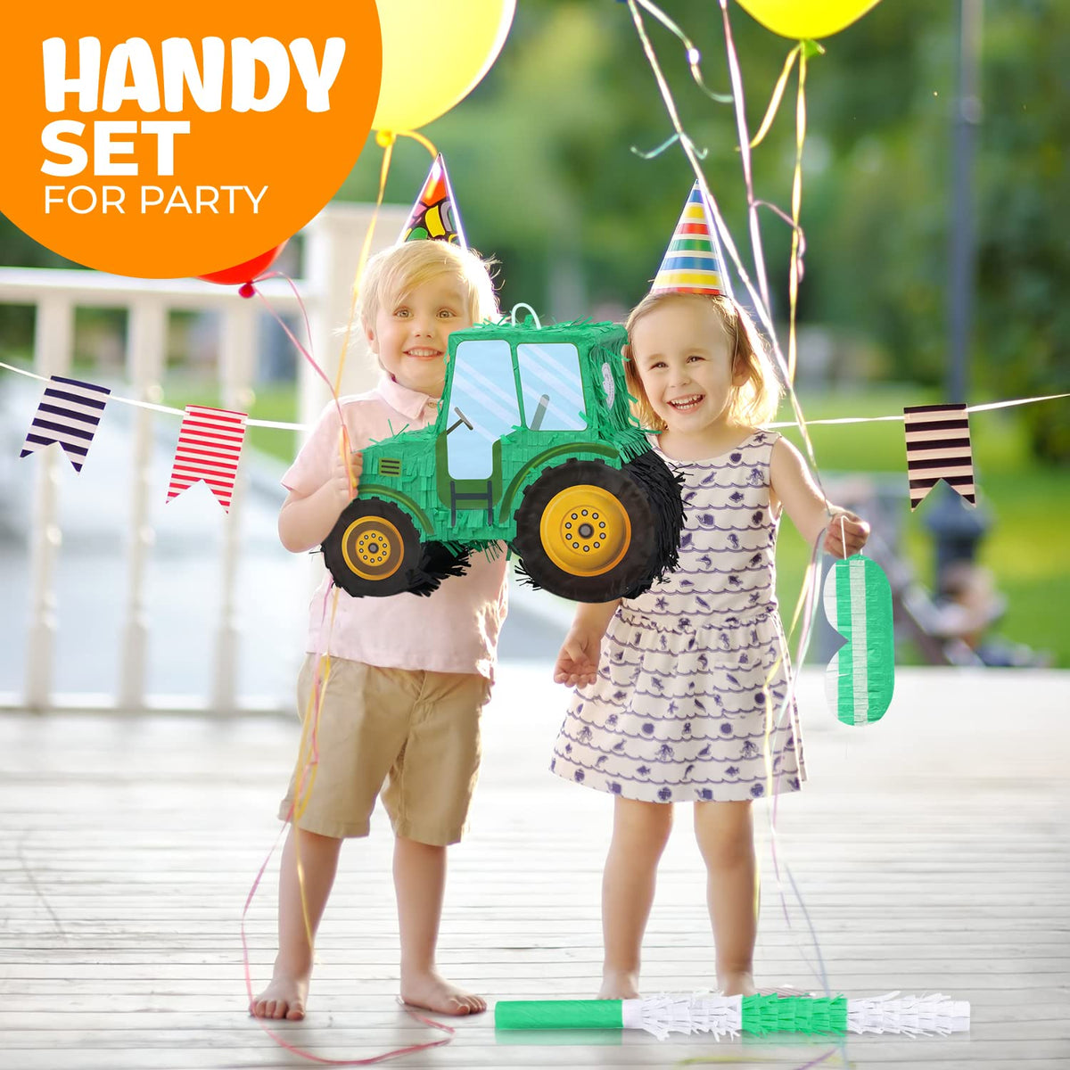 Birchio pinata party decor enhances theme with vivid crepe paper finish