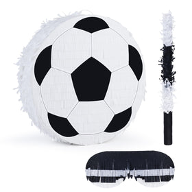 Birchio soccer pinata 13x13 size, festive birthday party centerpiece.