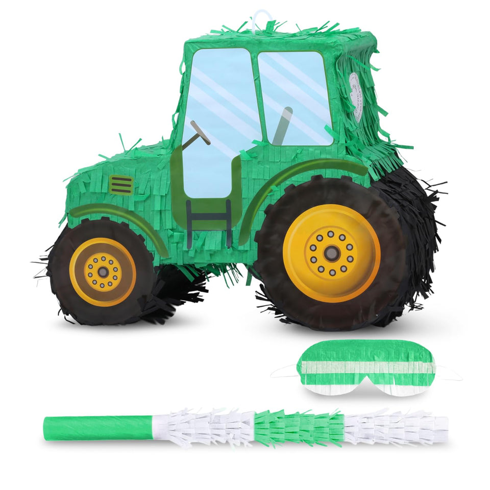 Birchio tractor pinata bundle assembly showing sturdy construction for durable party decor