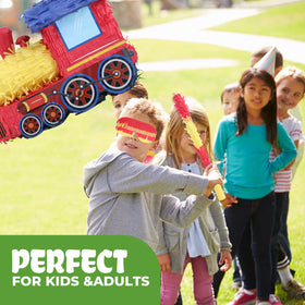 Birchio Train Pinata with blindfold and bat included for fun.