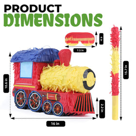 Birchio Train Pinata side view showing easy hanging loop for setup.