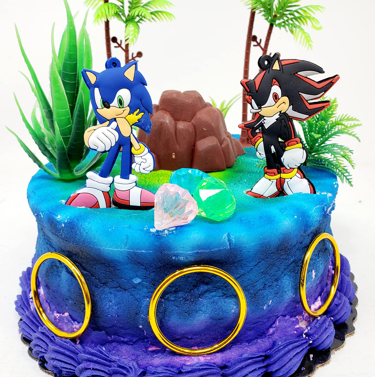 Birthday Celebrations Sonic Shadow Topper on cake captures a dynamic moment.