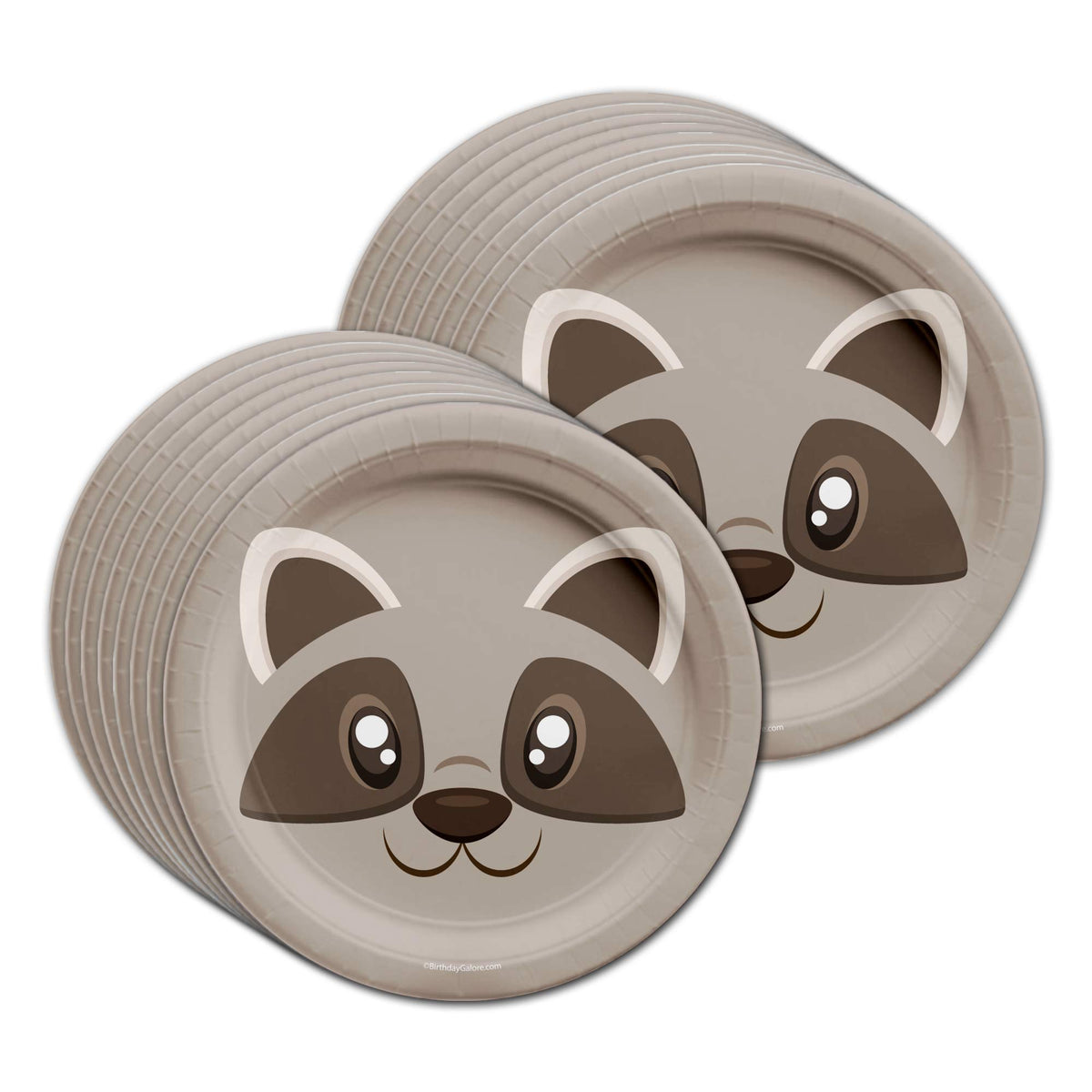 Birthday Galore raccoon napkins emphasize absorbent 2-ply fabric for quick cleanup.