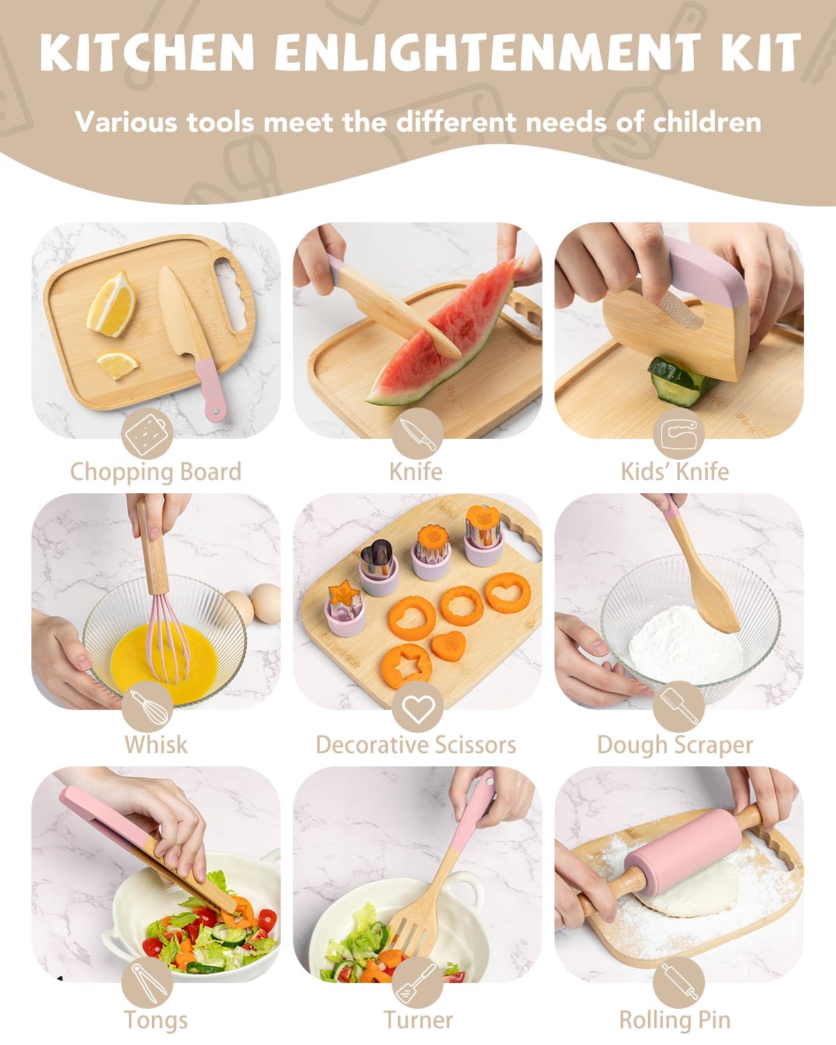 Biticolor baking cutter set with board for hands-on baking play