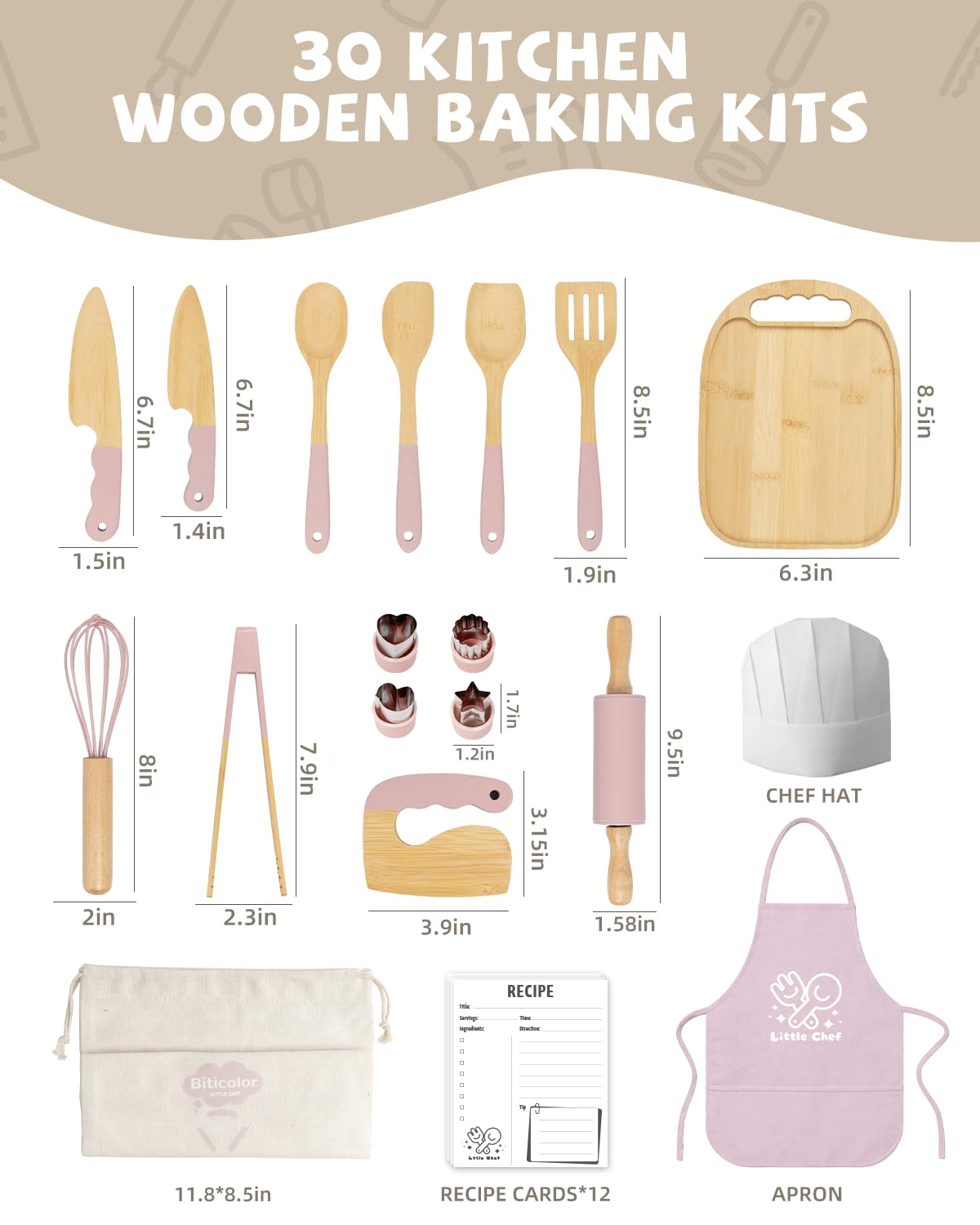 Biticolor Montessori kitchen tools for toddlers with toddler knife and board