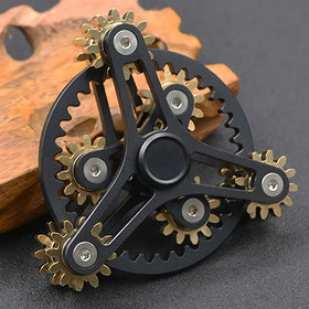 Bitopbi pure brass fidget spinner gears close-up showing smooth action