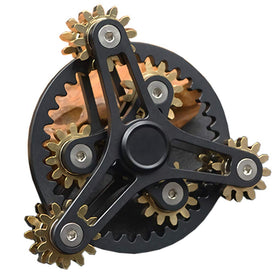 Bitopbi pure brass fidget spinner front view with gears linkage for focus